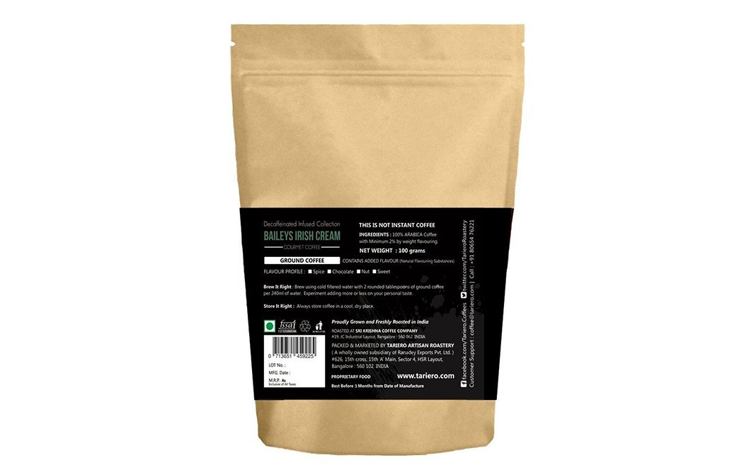 Tariero Artisan Roastery Baileys Irish Cream Gourmet Coffee   Pack  100 grams
